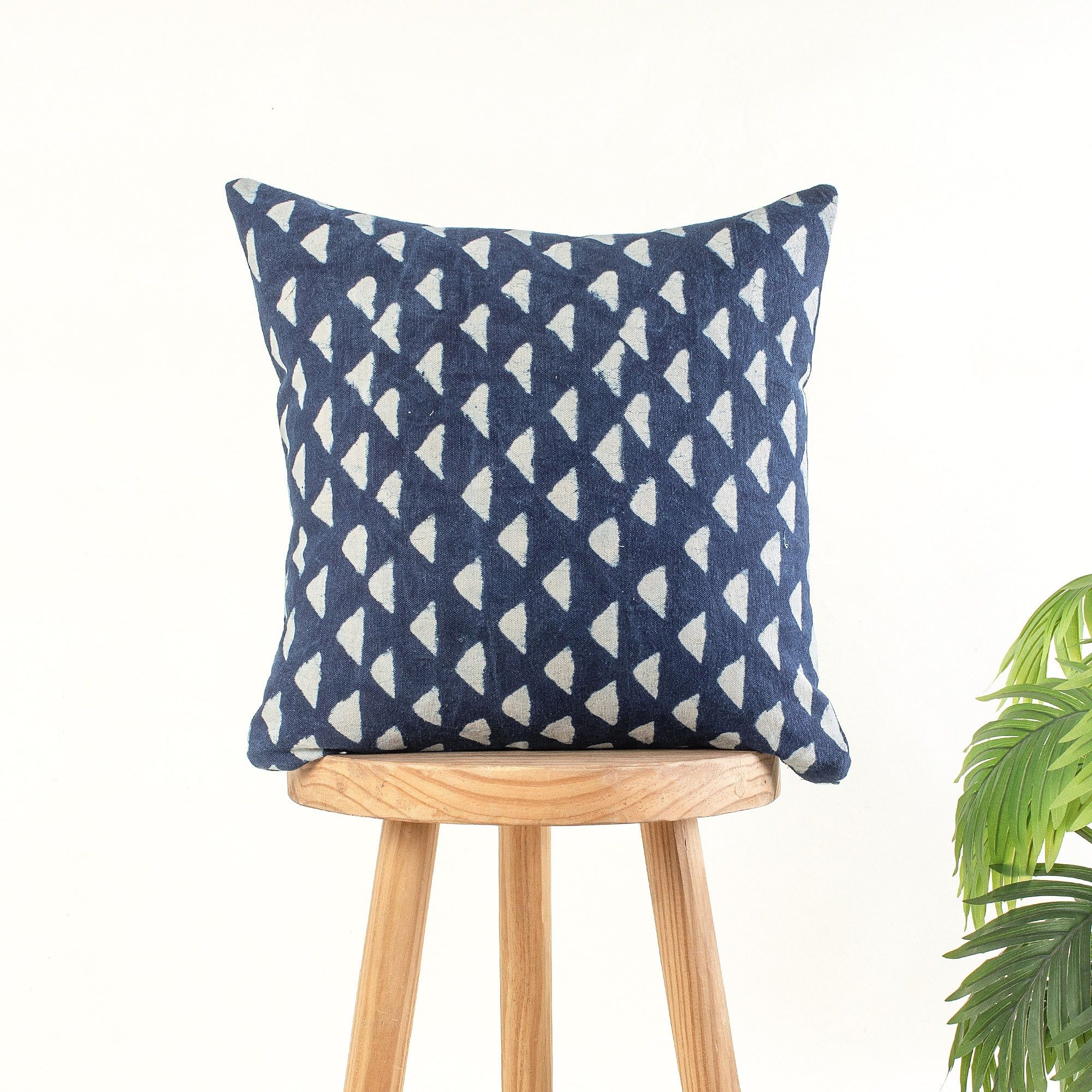 Indigo Hand Block Print Canvas Cushion Cover